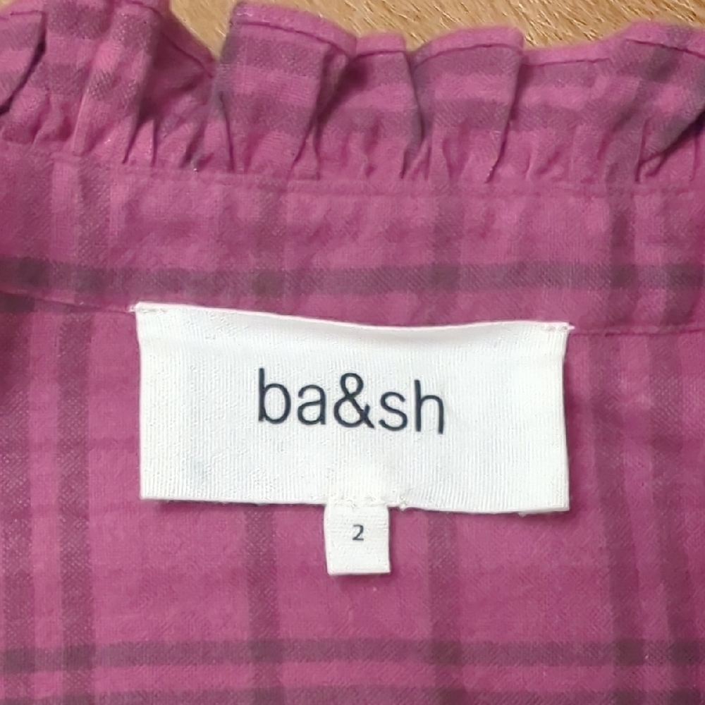 ba&sh Fuchsia Checkered Ruffle Blouse - Picture 5 of 8